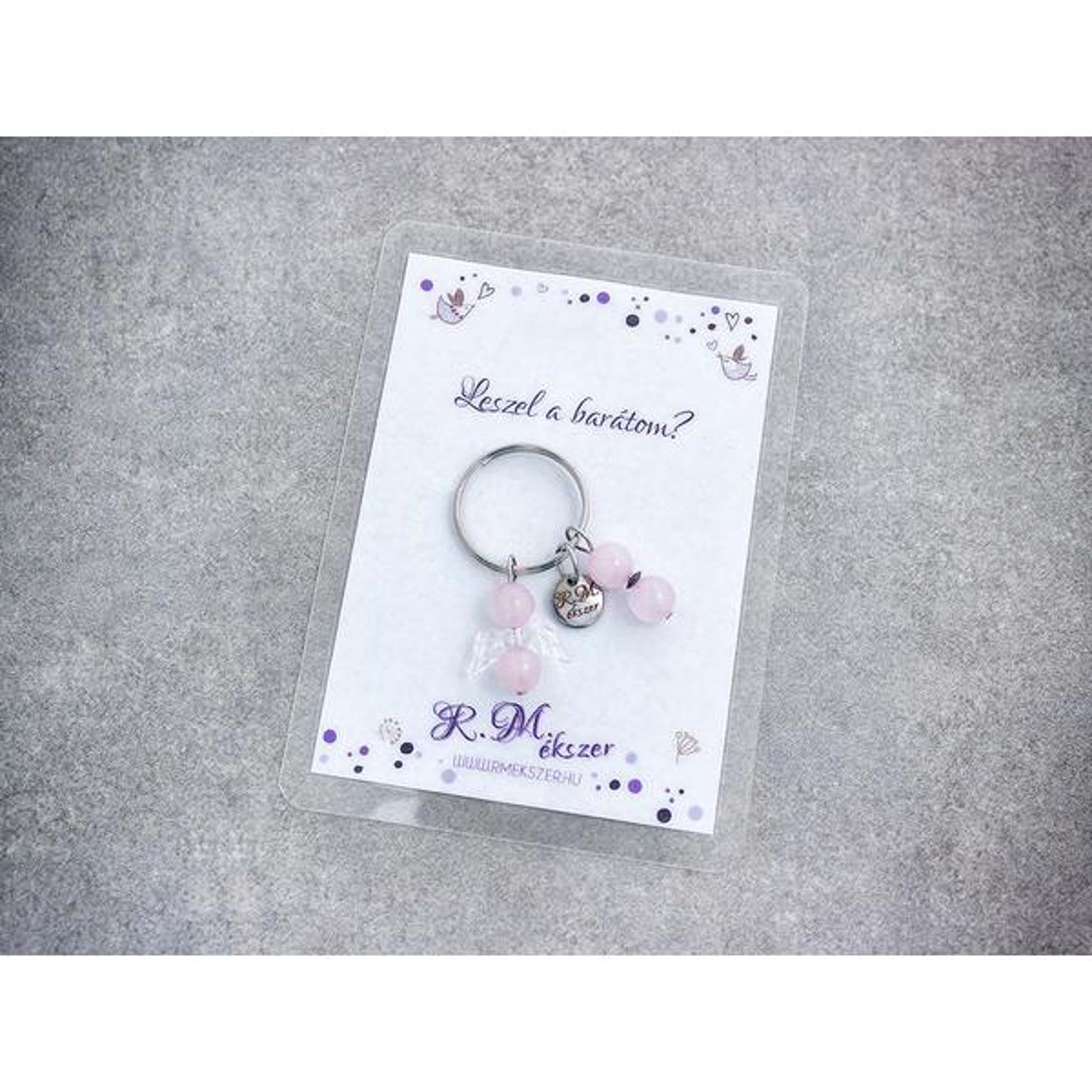 Leszel a barátom kulcstartó rózsakvarccal - táska & tok - kulcstartó & táskadísz - kulcstartó - Meska.hu