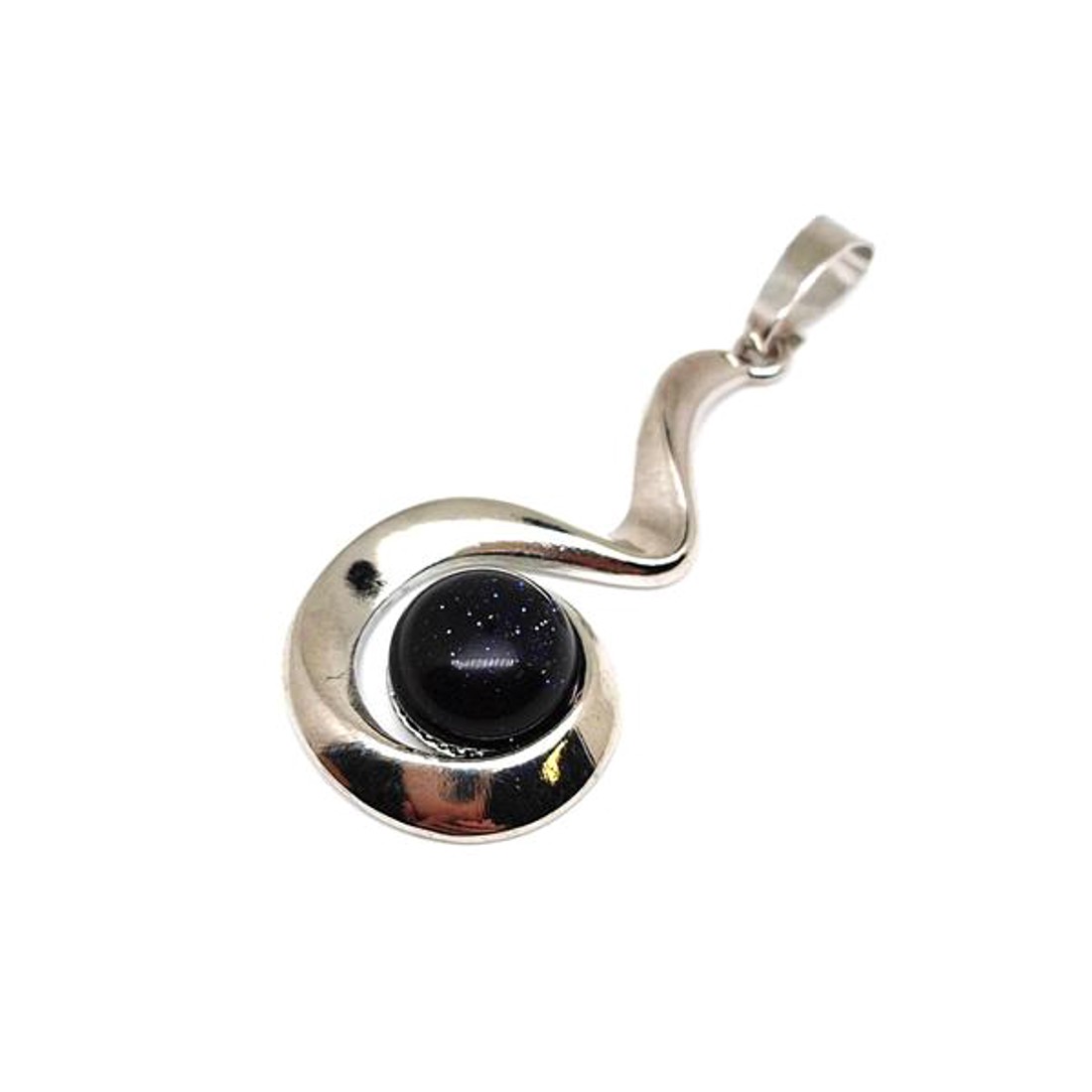 Spirál medál fém Goldstone kék 2x3,5cm - ékszer - nyaklánc - medál - Meska.hu