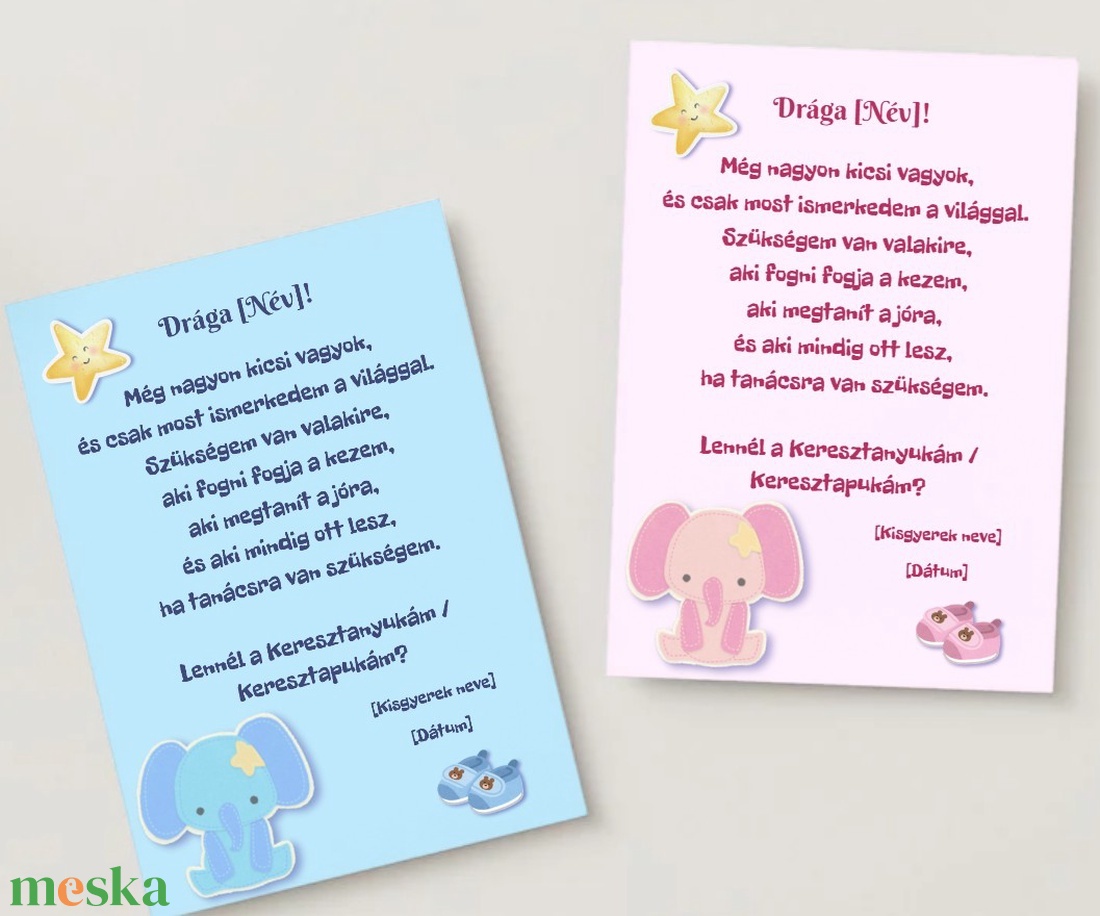 Keresztszülő felkérő - Elefántos személyre szabható grafika - baba - mama - keresztelő kellékek - keresztszülő felkérő - Meska.hu