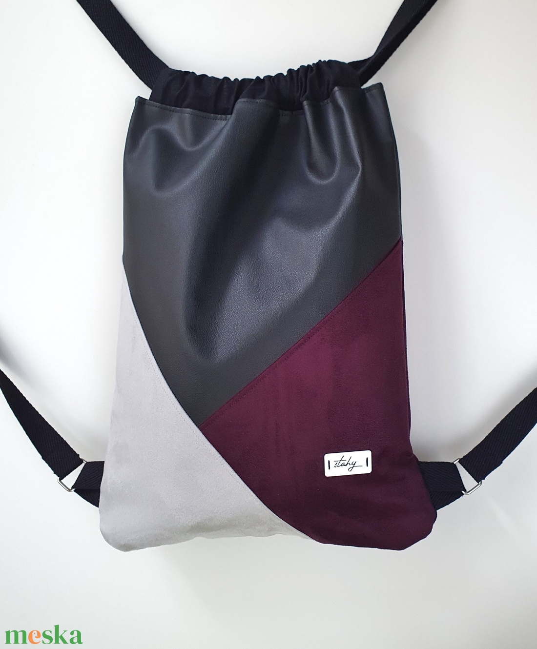Tricolor gymbag, tornazsák - fekete, bordó, szürke - táska & tok - hátizsák - tornazsák, gymbag - Meska.hu