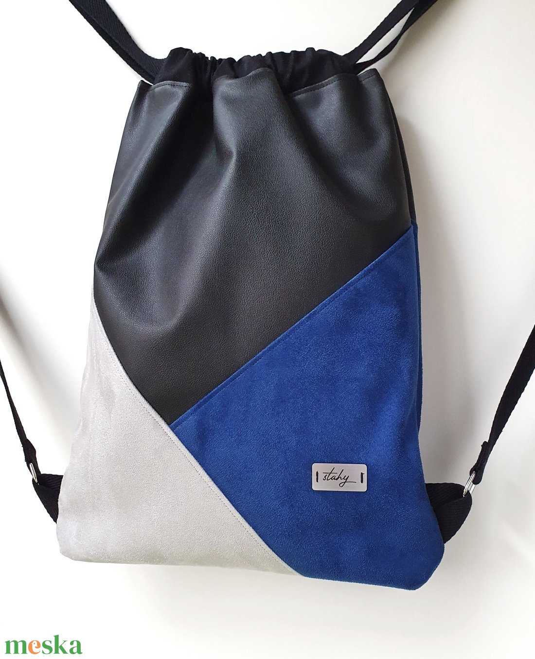 Tricolor gymbag, tornazsák - fekete, kék, szürke - táska & tok - hátizsák - tornazsák, gymbag - Meska.hu Tricolor gymbag, tornazsák - fekete, kék, szürke - táska & tok - hátizsák - tornazsák, gymbag - Meska.hu