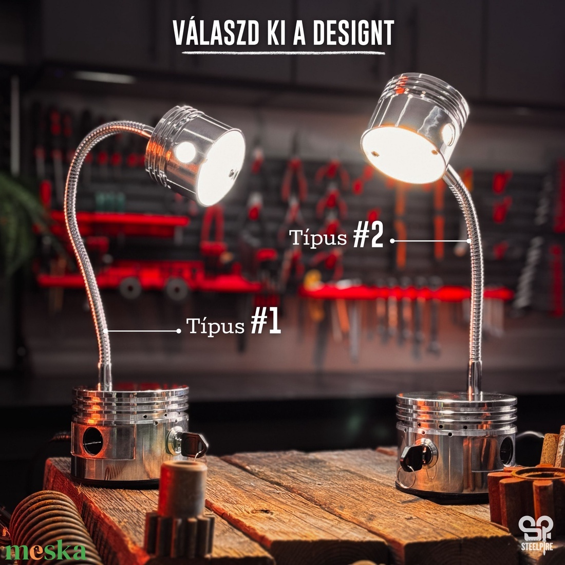 Egyedi dugattyú lámpa � ipari stílusú asztali lámpa autóalkatrészekből - otthon & életmód - lámpa - asztali lámpa - Meska.hu