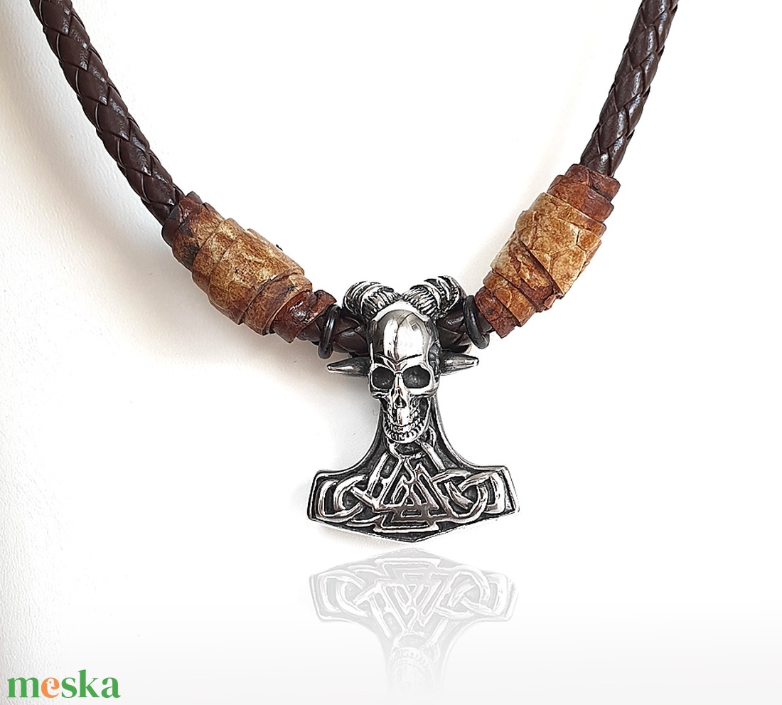 Férfi Valknut  motoros szarvas koponya nyaklánc - ékszer - nyaklánc - medálos nyaklánc - Meska.hu