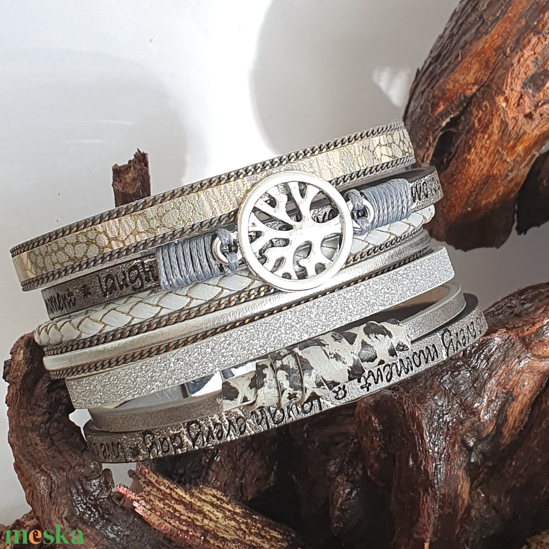 Szürke viking életfás többrétegü karkötő női - ékszer - karkötő - széles karkötő - Meska.hu Szürke viking életfás többrétegü karkötő női - ékszer - karkötő - széles karkötő - Meska.hu