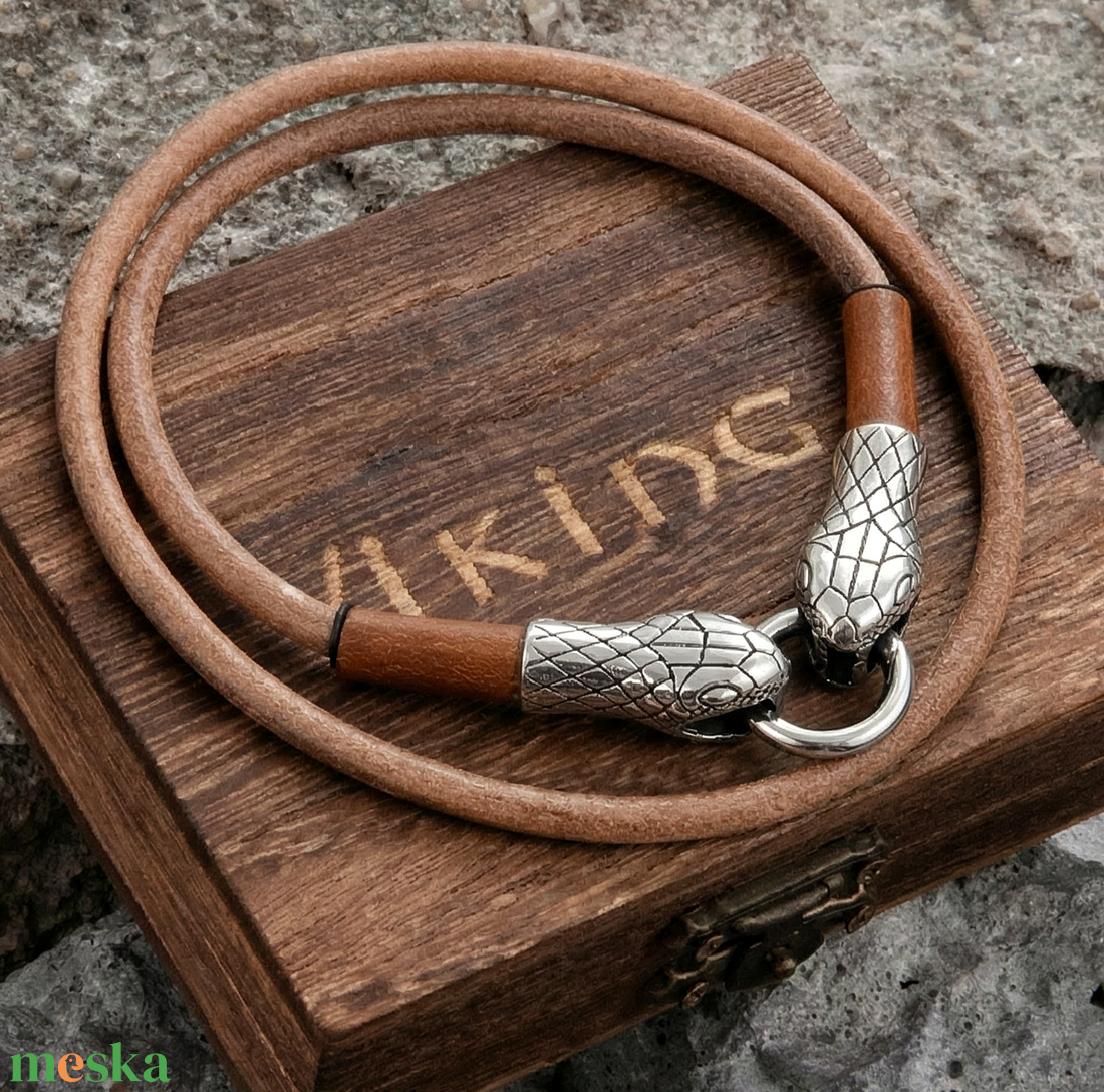  Midgard Kígyófejes Bőr  nyaklánc - ékszer - nyaklánc - medál nélküli nyaklánc - Meska.hu