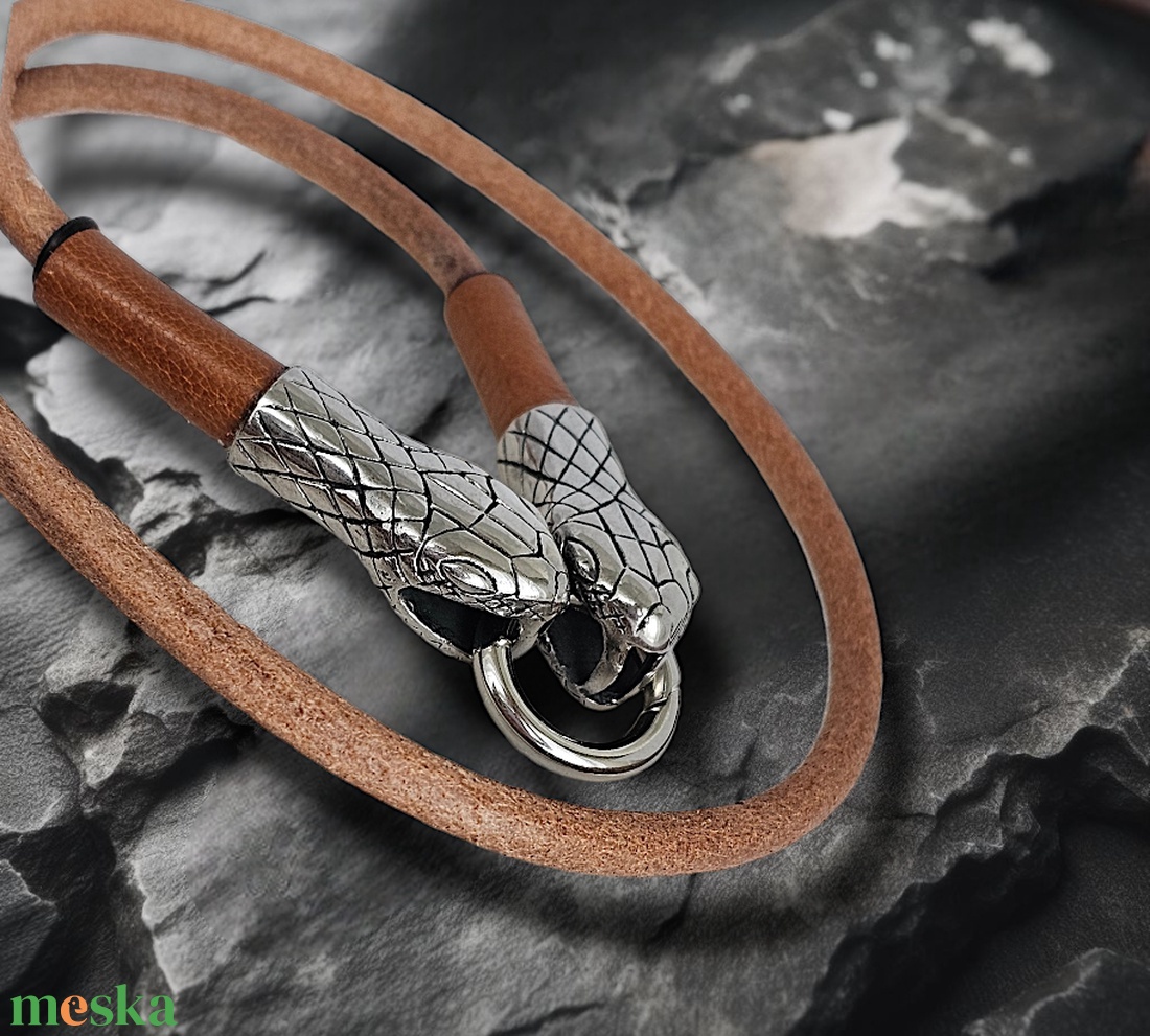  Midgard Kígyófejes Bőr  nyaklánc - ékszer - nyaklánc - medál nélküli nyaklánc - Meska.hu