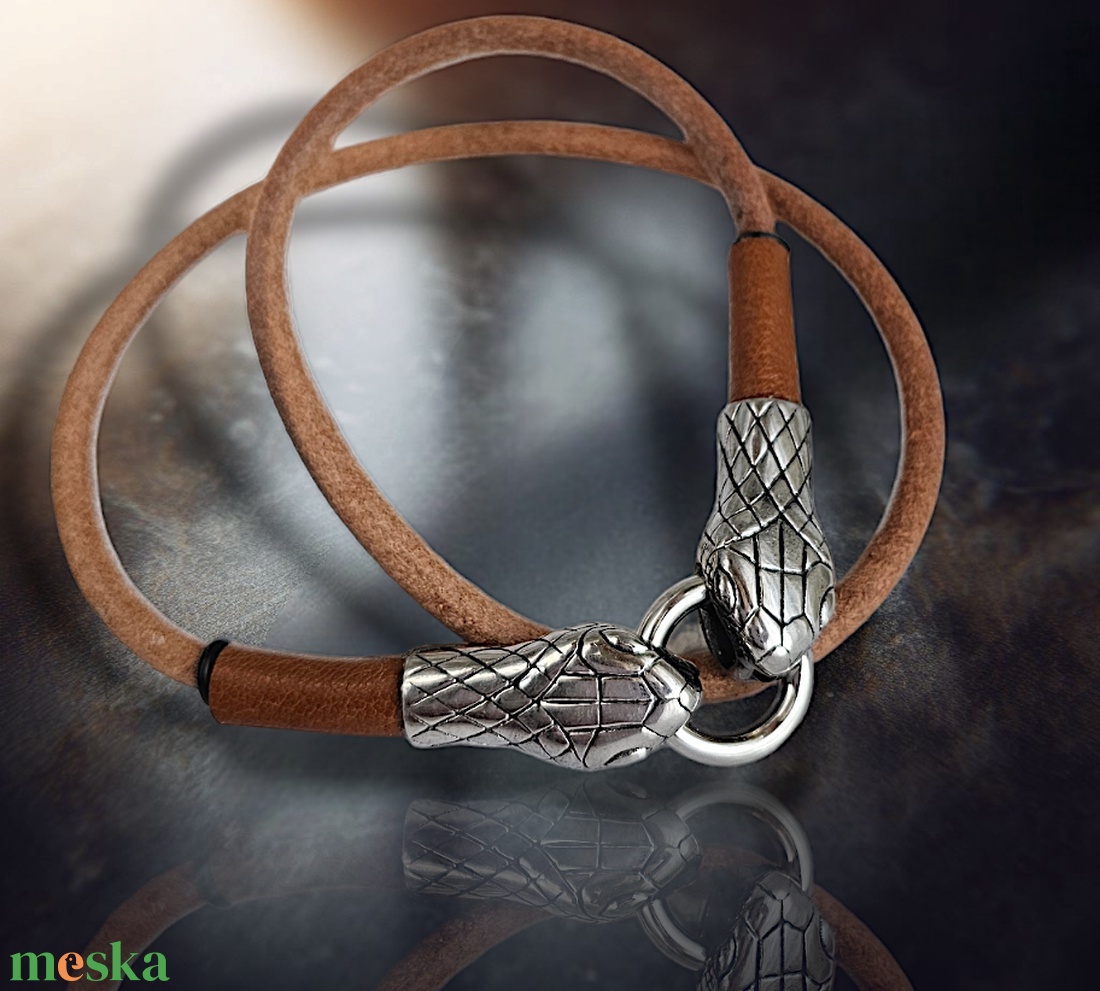  Midgard Kígyófejes Bőr  nyaklánc - ékszer - nyaklánc - medál nélküli nyaklánc - Meska.hu
