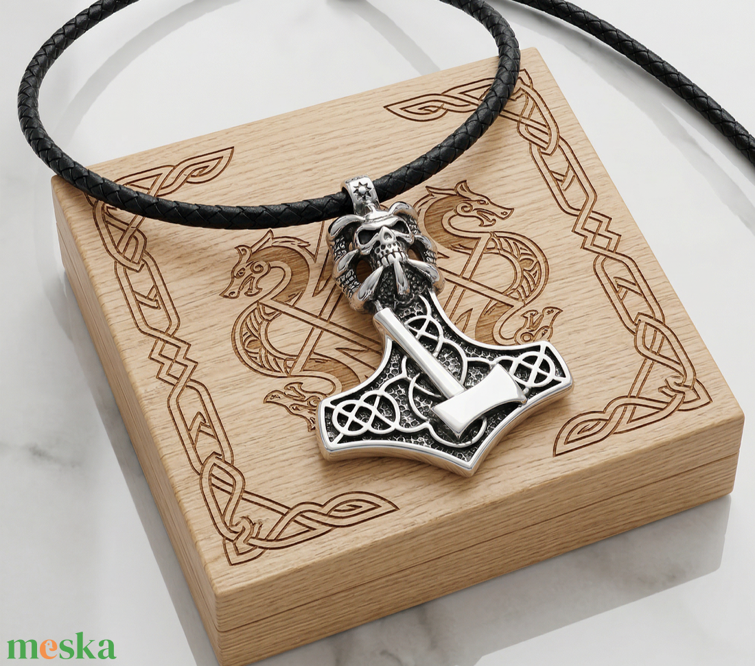 Skandináv Harcos Kalapácsa - Ősi Védelem bőr nyaklánc - ékszer - nyaklánc - medál nélküli nyaklánc - Meska.hu