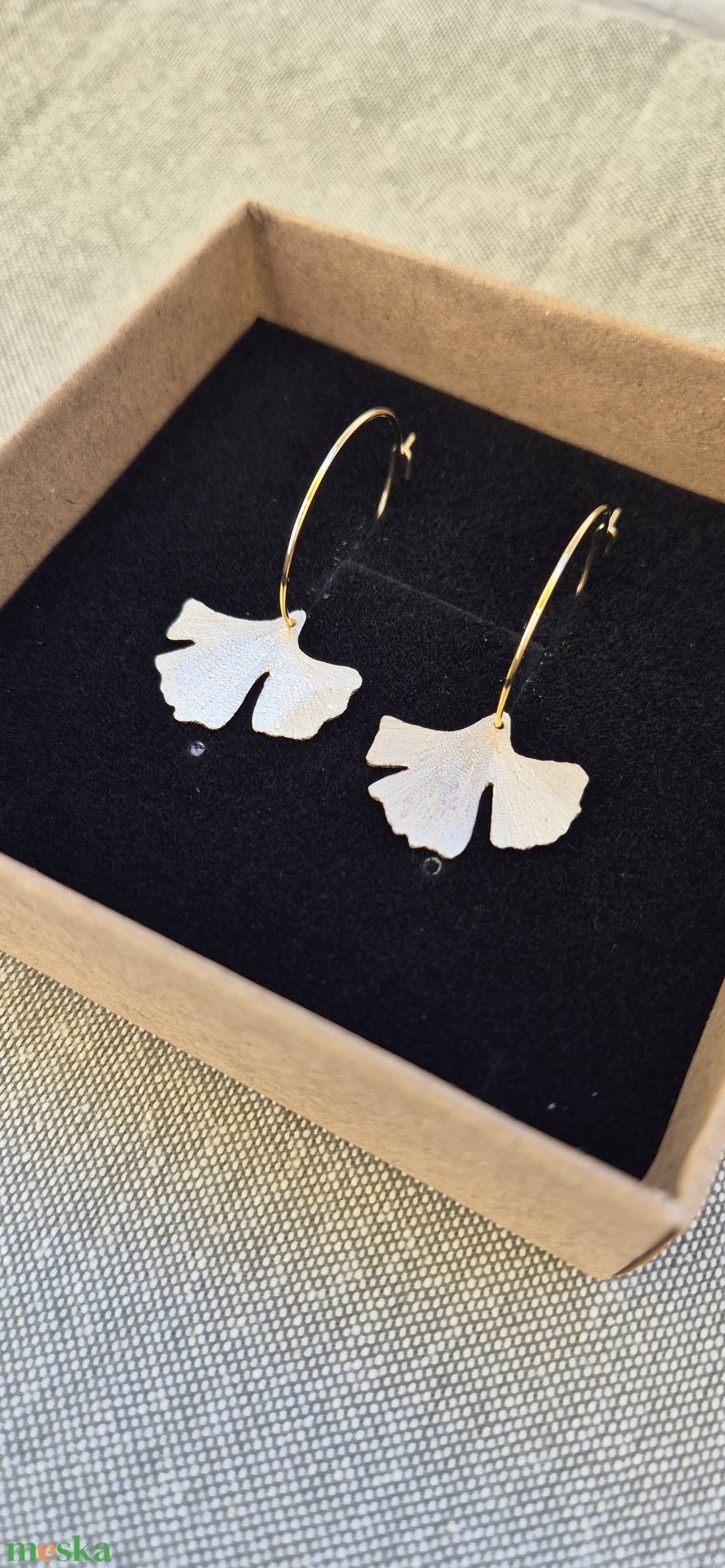 Ginkgo biloba fülbevaló - ékszer - fülbevaló - lógó fülbevaló - Meska.hu