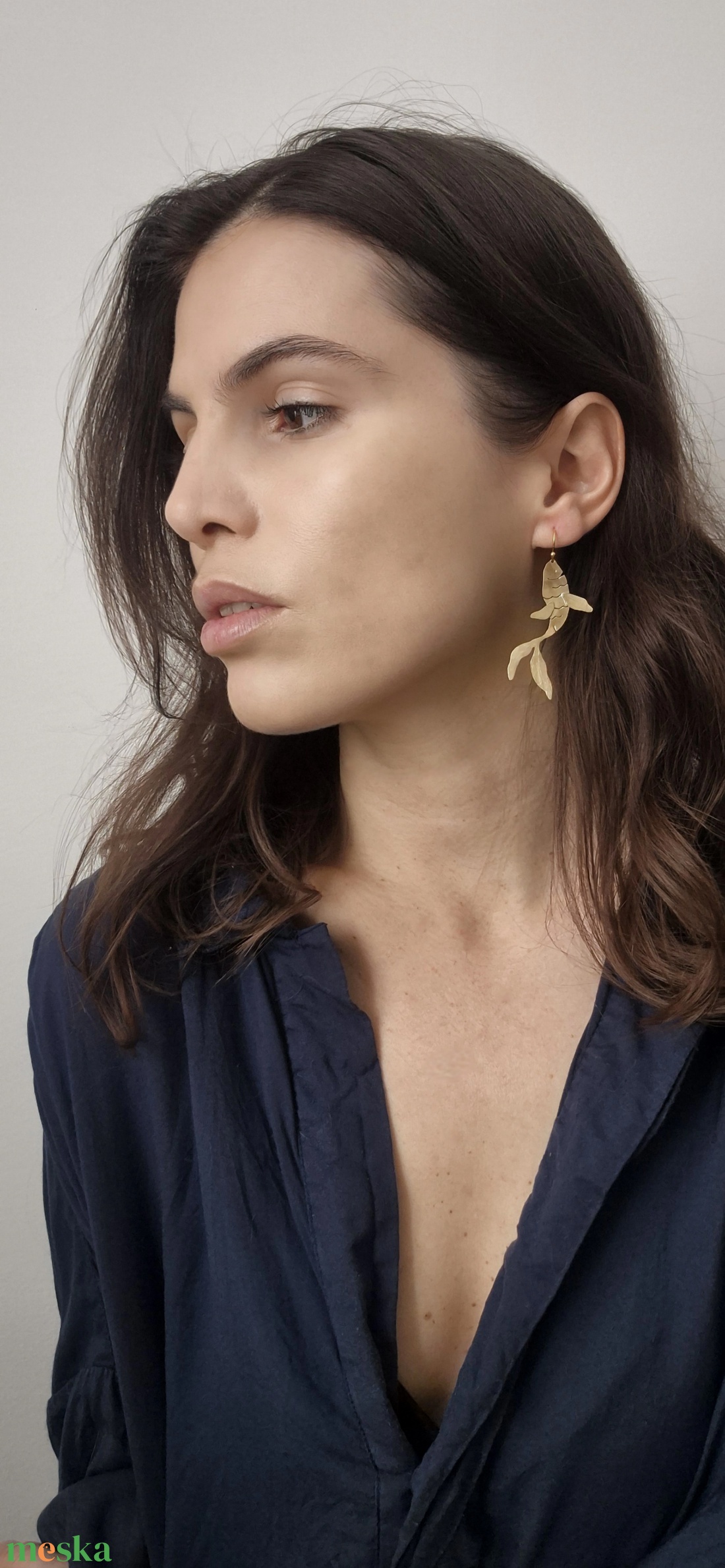 Halak sárgaréz fülbevaló - ékszer - fülbevaló - lógó fülbevaló - Meska.hu