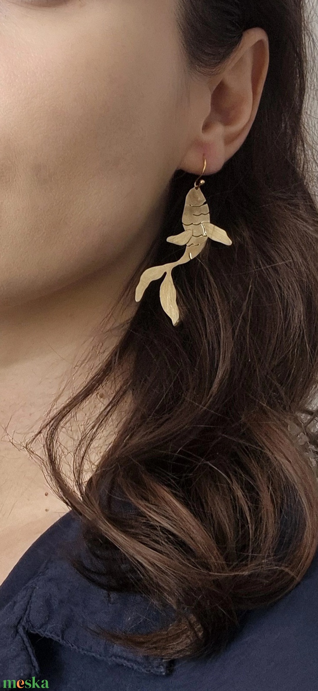 Halak sárgaréz fülbevaló - ékszer - fülbevaló - lógó fülbevaló - Meska.hu