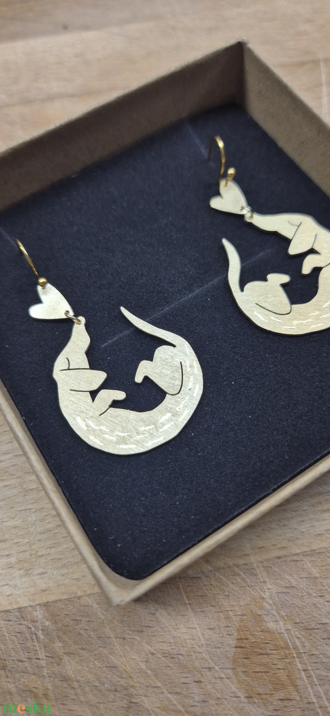 Tacskó sárgaréz fülbevaló - ékszer - fülbevaló - lógó fülbevaló - Meska.hu