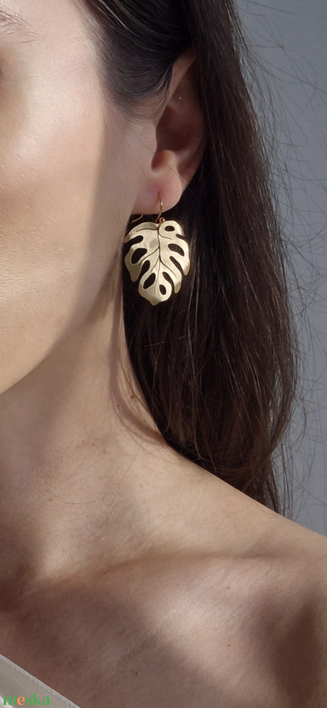 Monstera Vibes. Egzotikus sárgaréz fülbevaló - ékszer - fülbevaló - lógó fülbevaló - Meska.hu