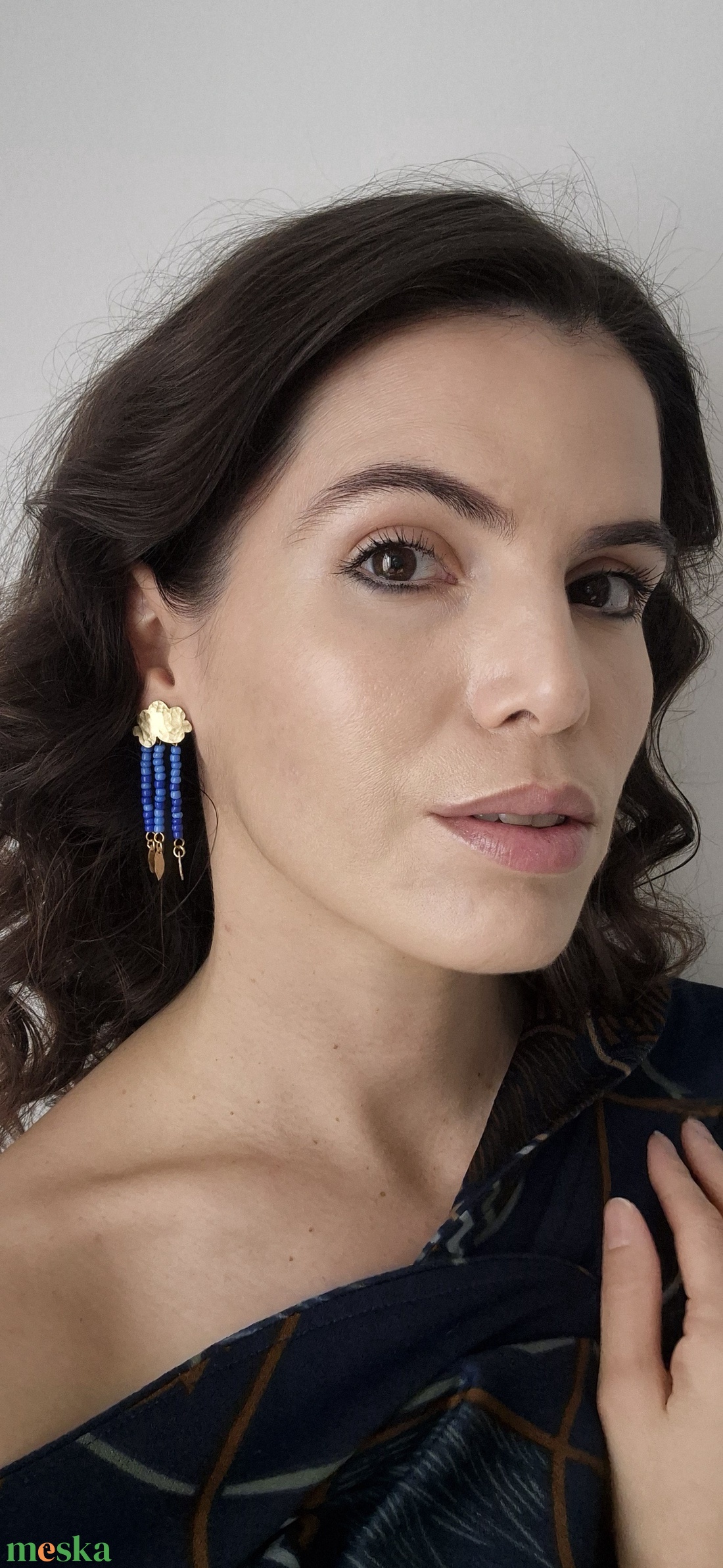 Esőfelhő 2in1 sárgaréz fülbevaló - ékszer - fülbevaló - lógó fülbevaló - Meska.hu