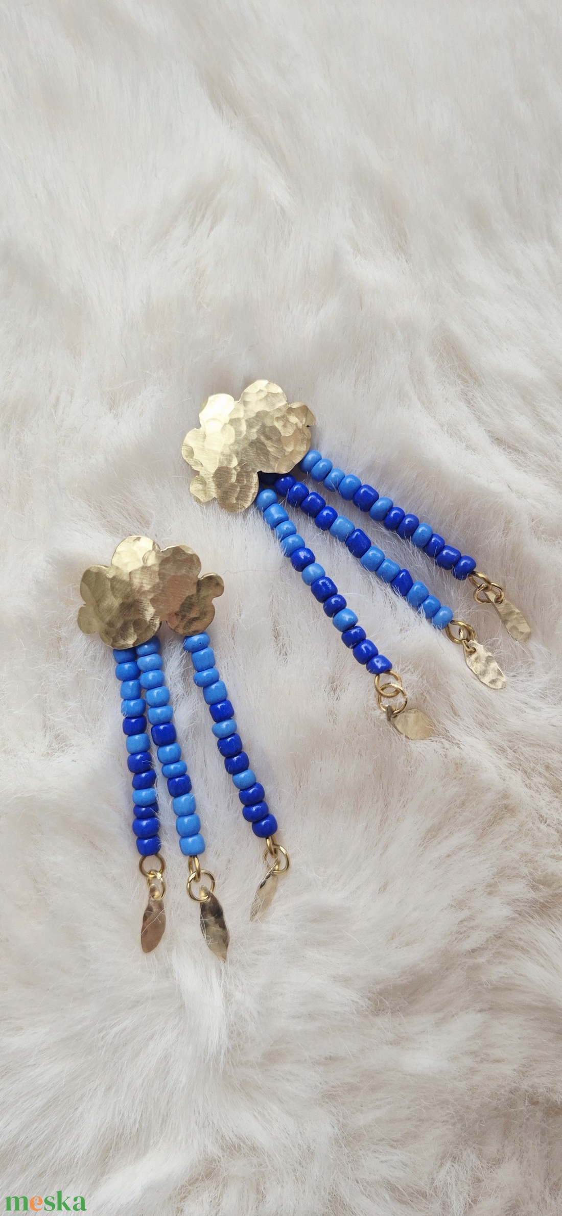 Esőfelhő 2in1 sárgaréz fülbevaló - ékszer - fülbevaló - lógó fülbevaló - Meska.hu