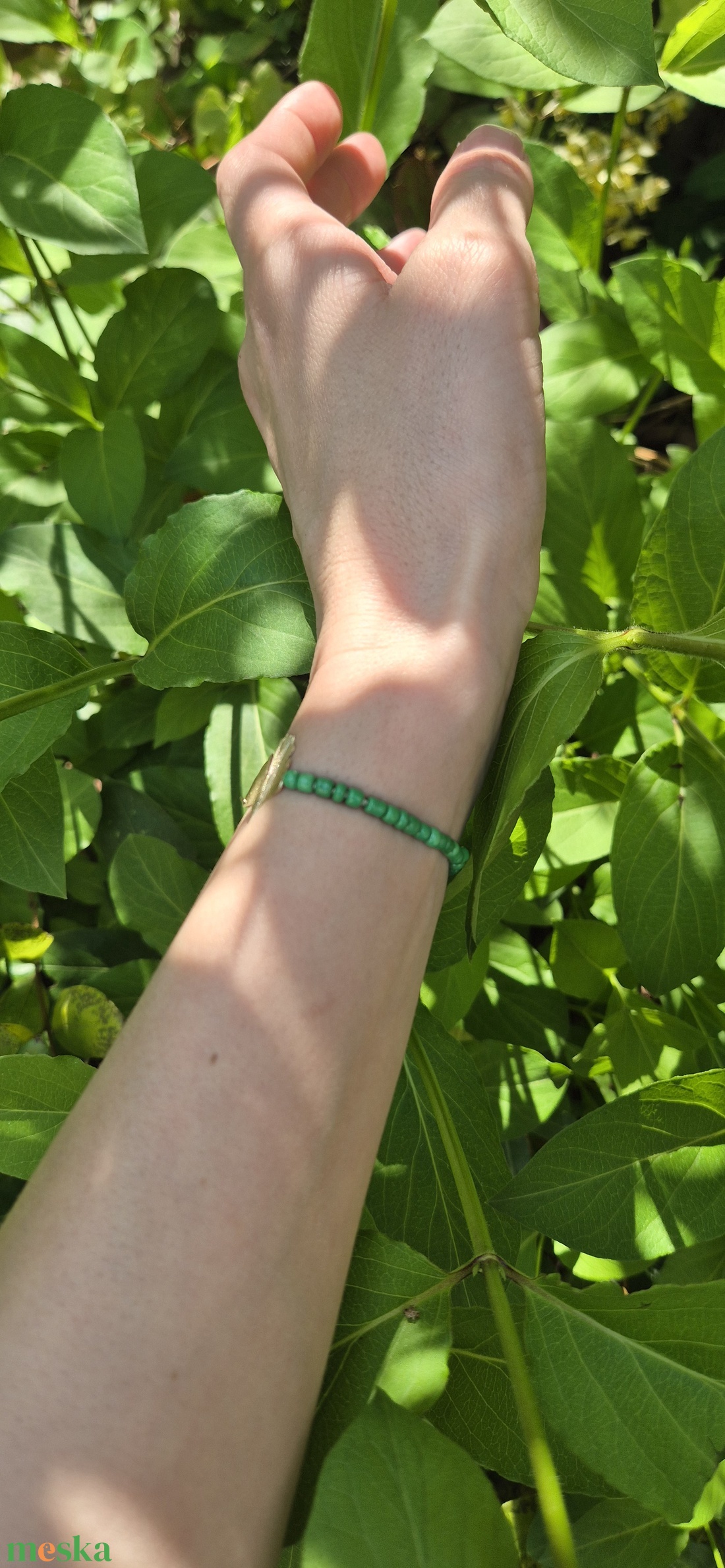 Ginkgo biloba karkötő, zöld Ginkgo biloba karkötő sárgarézből  - ékszer - karkötő - karkötő medállal - Meska.hu