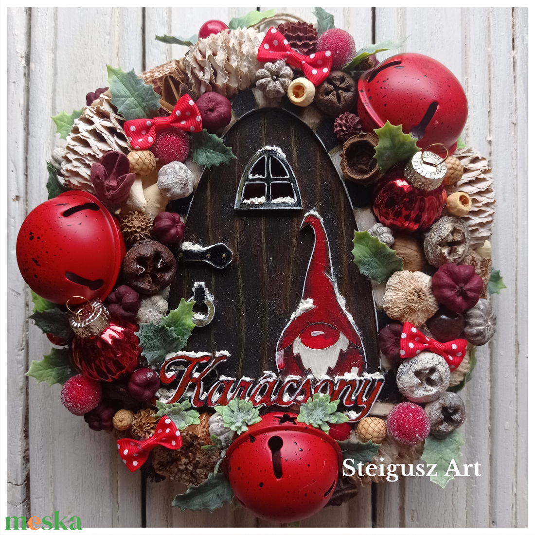 Karácsonyi manós ajtódísz - karácsony - adventi díszek - adventi koszorú - Meska.hu Karácsonyi manós ajtódísz - karácsony - adventi díszek - adventi koszorú - Meska.hu