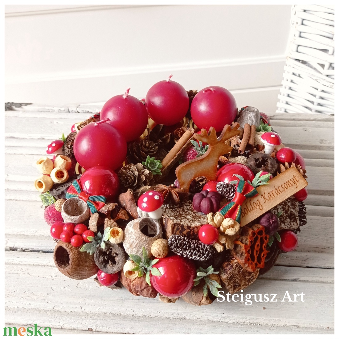 Adventi koszorú  - karácsony - adventi díszek - adventi koszorú - Meska.hu