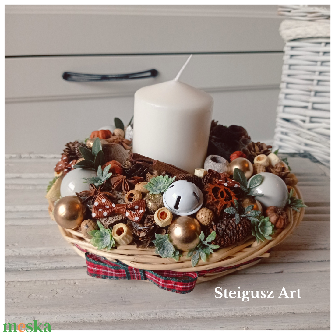 Karácsonyi asztaldísz - karácsony - adventi díszek - adventi asztaldísz - Meska.hu