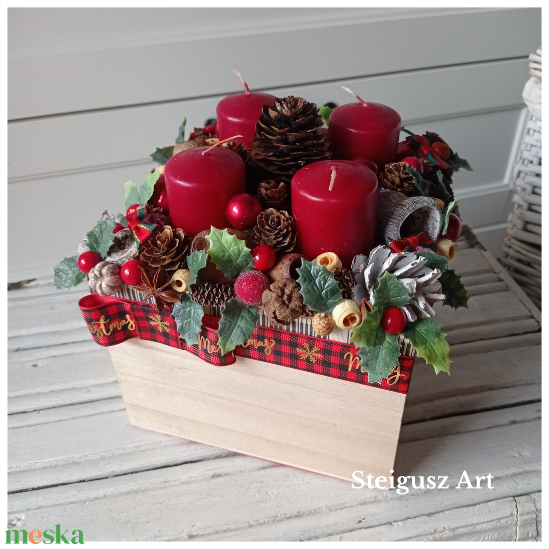 Karácsonyi asztaldísz - karácsony - adventi díszek - adventi asztaldísz - Meska.hu