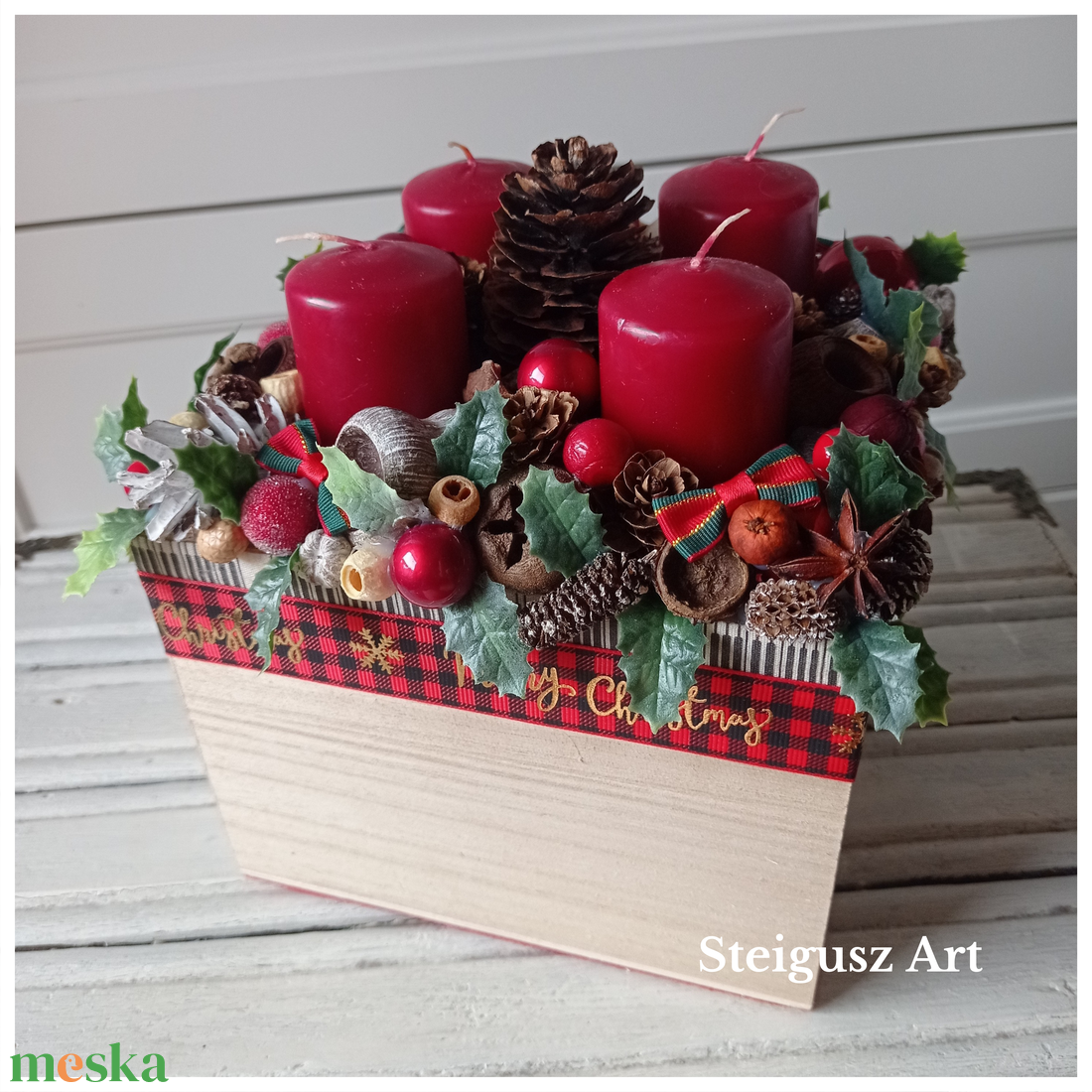 Karácsonyi asztaldísz - karácsony - adventi díszek - adventi asztaldísz - Meska.hu