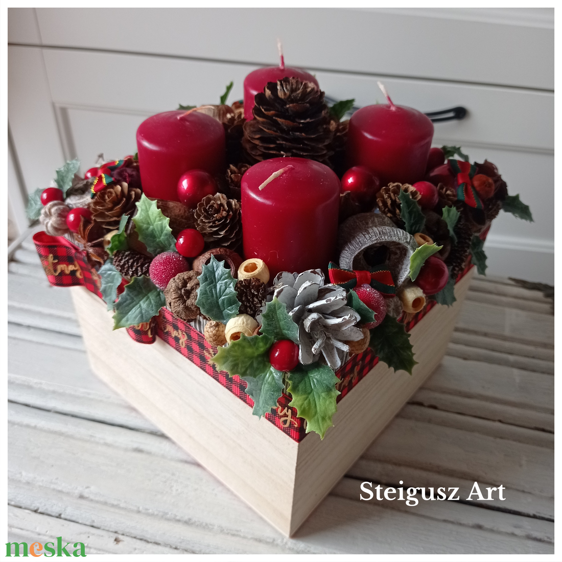 Karácsonyi asztaldísz - karácsony - adventi díszek - adventi asztaldísz - Meska.hu