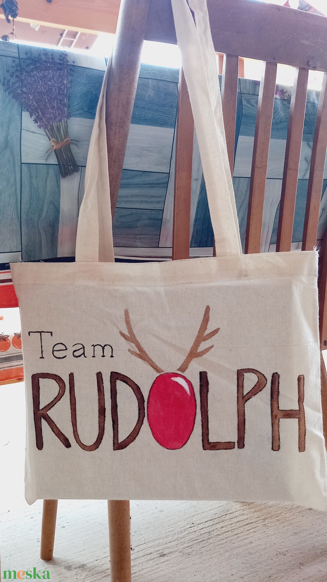 Kézzel festett vászontáska - team rudolph - táska & tok - bevásárlás & shopper táska - shopper, textiltáska, szatyor - Meska.hu