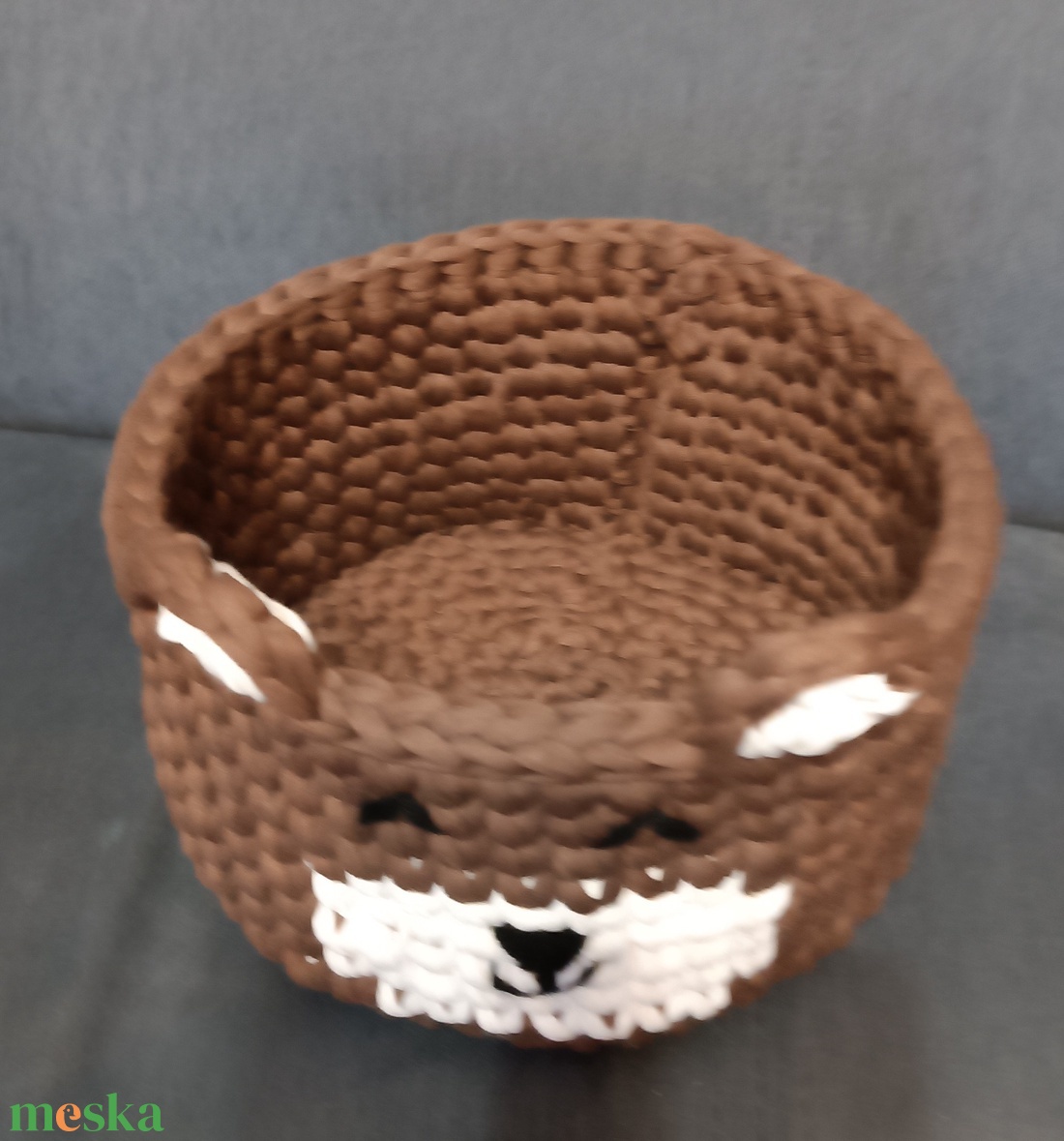 Macis horgolt kosár  - otthon & életmód - tárolás & rendszerezés - tárolókosár - Meska.hu