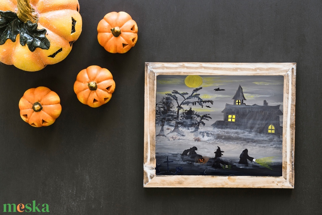 Halloweeni festmény - művészet - festmény - akril - Meska.hu
