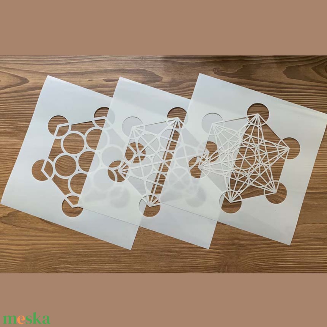 Metatron kocka stencil szett - festősablon szett különböző méretben - kellékek & szerszámok - szerszámok, eszközök - sablonok - Meska.hu