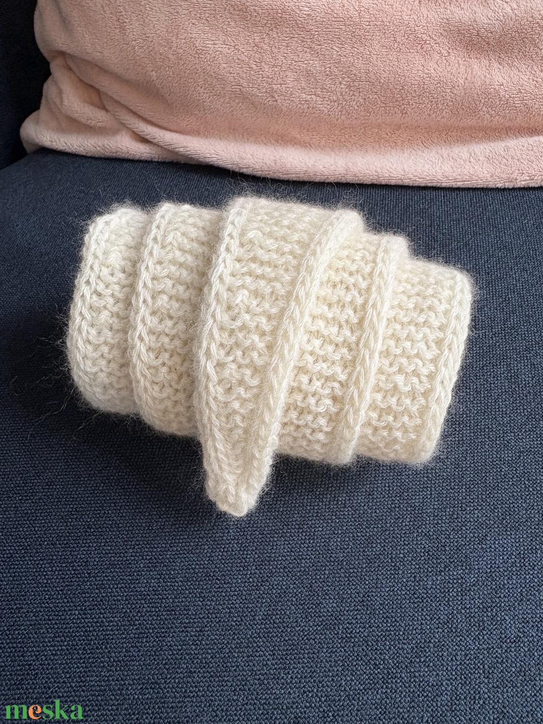 ,,Mini Sophie�� kötött sál natúr kasmír - ruha & divat - sál, sapka, kendő - sál - Meska.hu