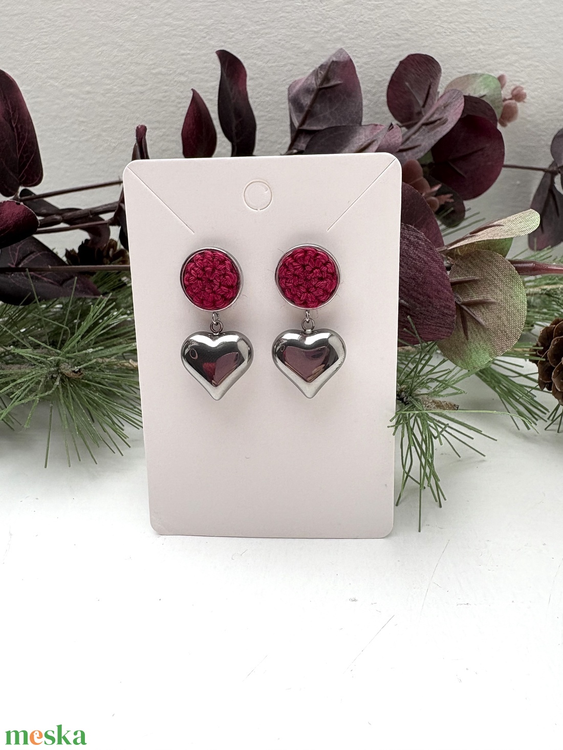 Szivecskés fülbevaló  - ékszer - fülbevaló - lógós kerek fülbevaló - Meska.hu