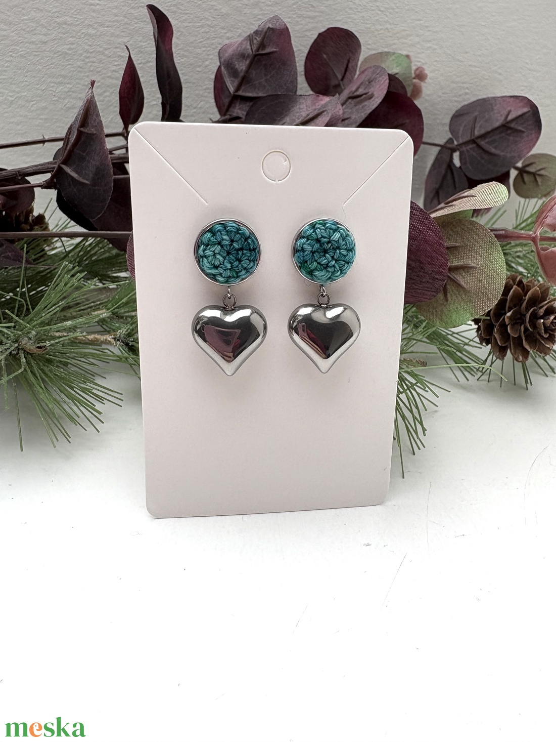 Szivecskés fülbevaló  - ékszer - fülbevaló - lógós kerek fülbevaló - Meska.hu