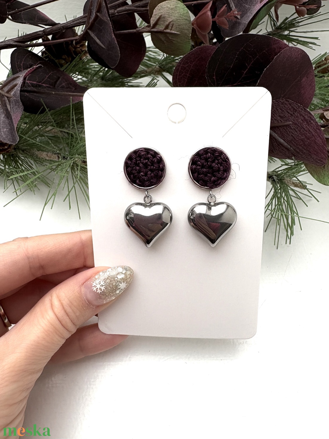 Szivecskés fülbevaló  - ékszer - fülbevaló - lógós kerek fülbevaló - Meska.hu