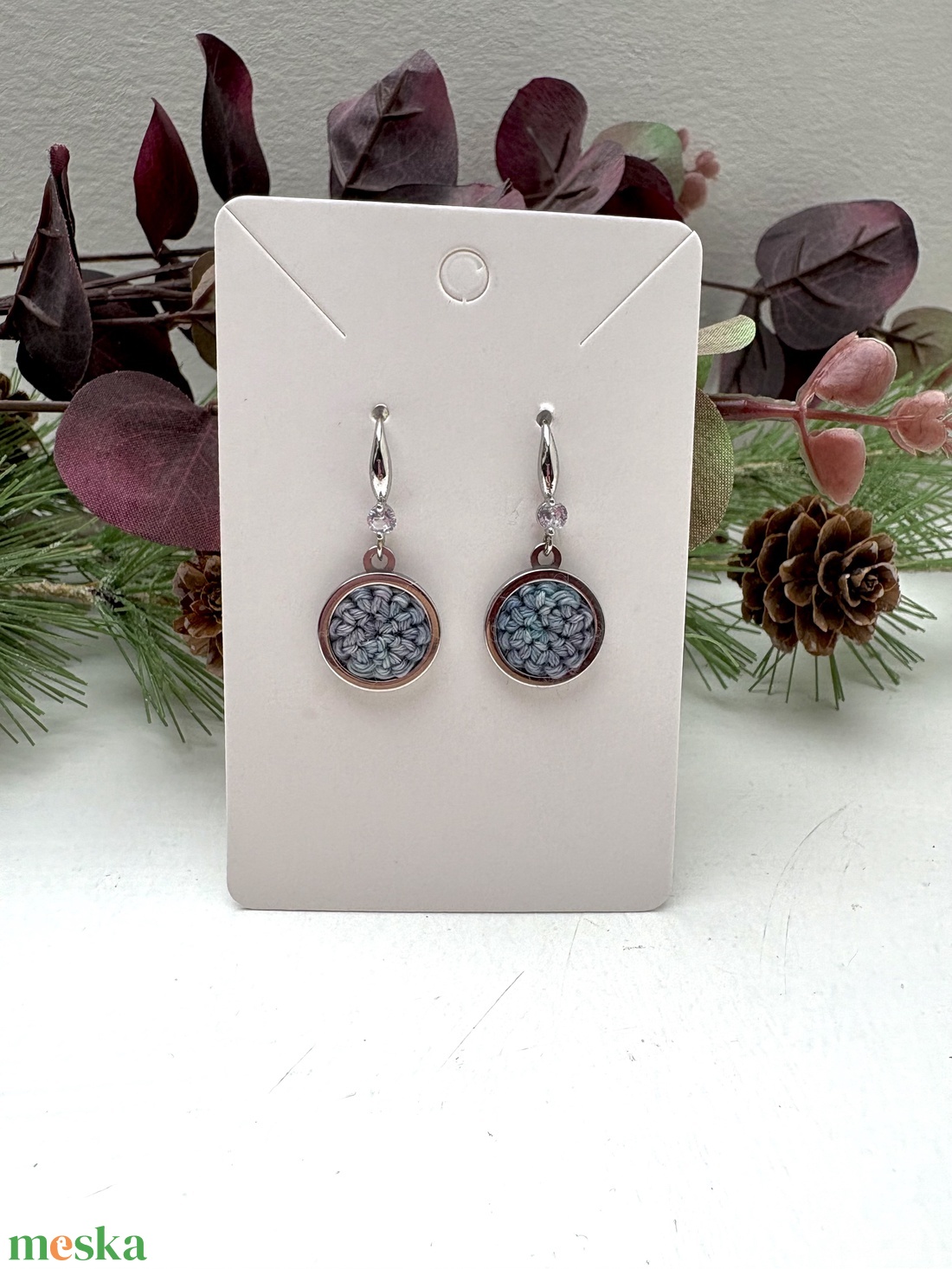 Elegáns köves fülbevaló - ékszer - fülbevaló - lógós kerek fülbevaló - Meska.hu