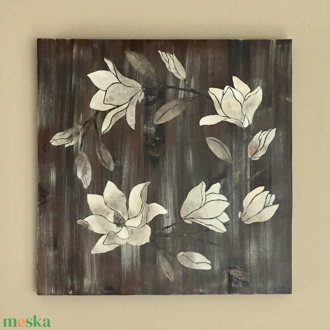 Magnolia Koszorú - művészet - festmény - akril - Meska.hu