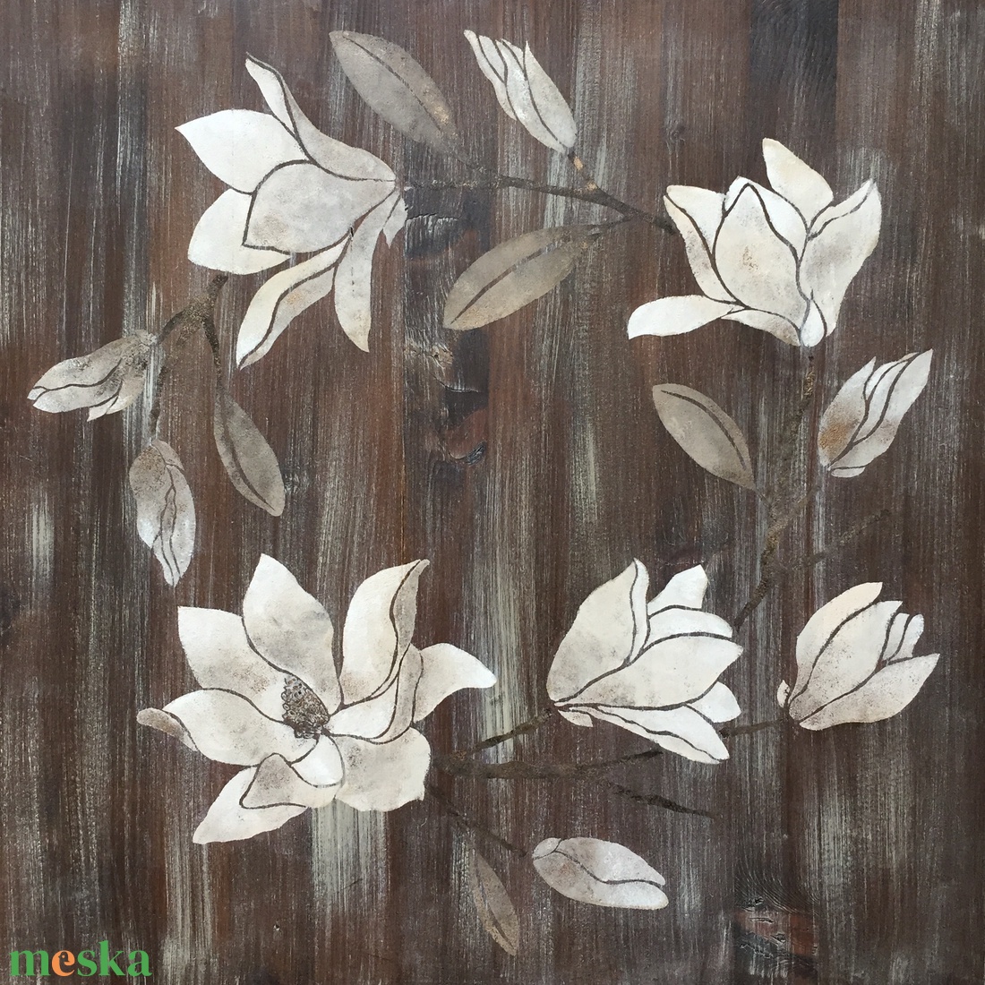 Magnolia Koszorú - művészet - festmény - akril - Meska.hu