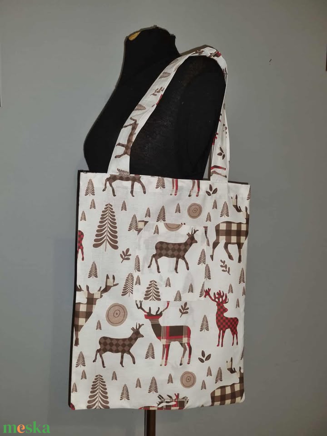 Rénszarvasos bevásárló szatyor,bélés nélküli - táska & tok - bevásárlás & shopper táska - shopper, textiltáska, szatyor - Meska.hu