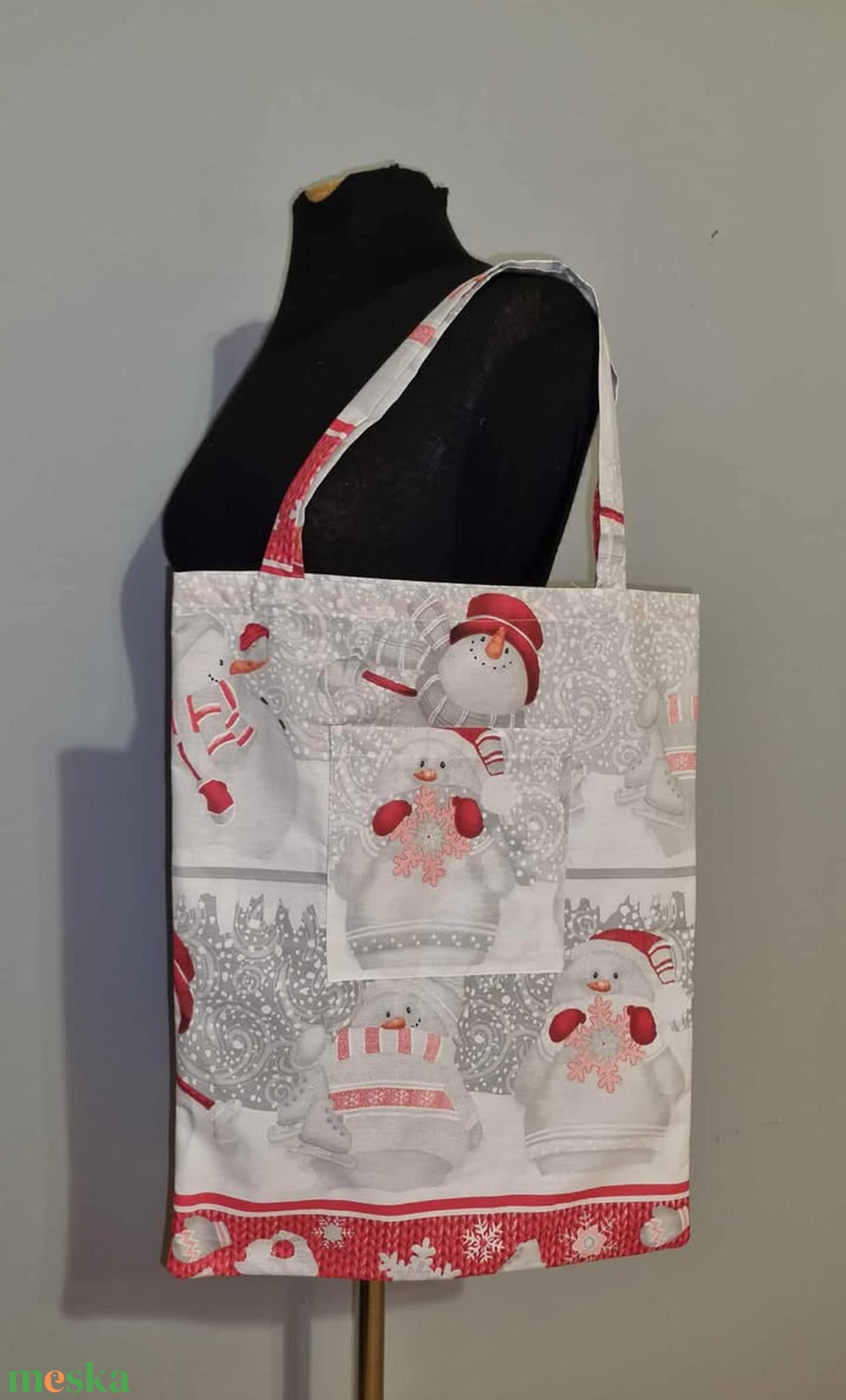Hóemberes bevásárló szatyor - táska & tok - bevásárlás & shopper táska - shopper, textiltáska, szatyor - Meska.hu