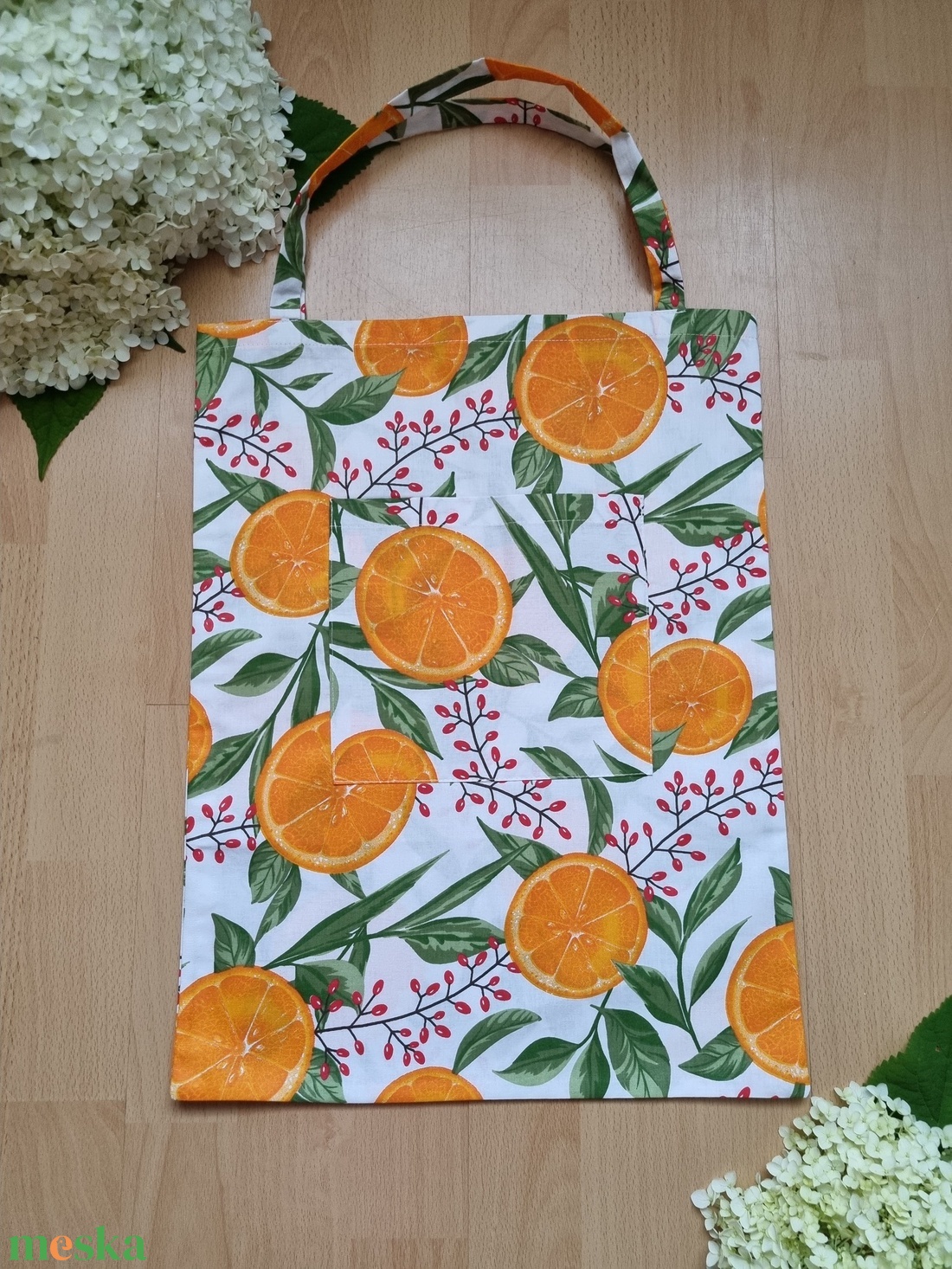 Textil szatyor- mangó mintás - táska & tok - bevásárlás & shopper táska - shopper, textiltáska, szatyor - Meska.hu