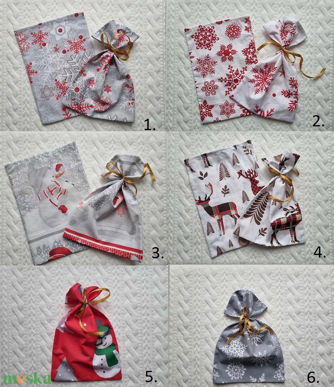 Téli mintás zsákok - karácsony - mikulás - mikulás zsák - Meska.hu