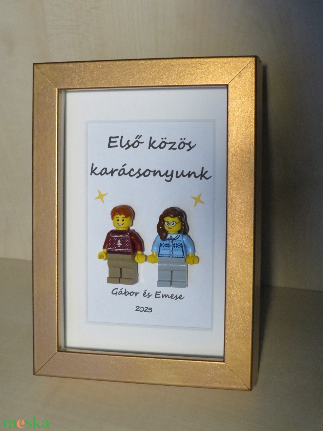 Karácsonyi kép személyre szabható LEGO figurákból (10 cm x 15 cm) - karácsony - karácsonyi lakásdekoráció - karácsonyi lakásdíszek - Meska.hu