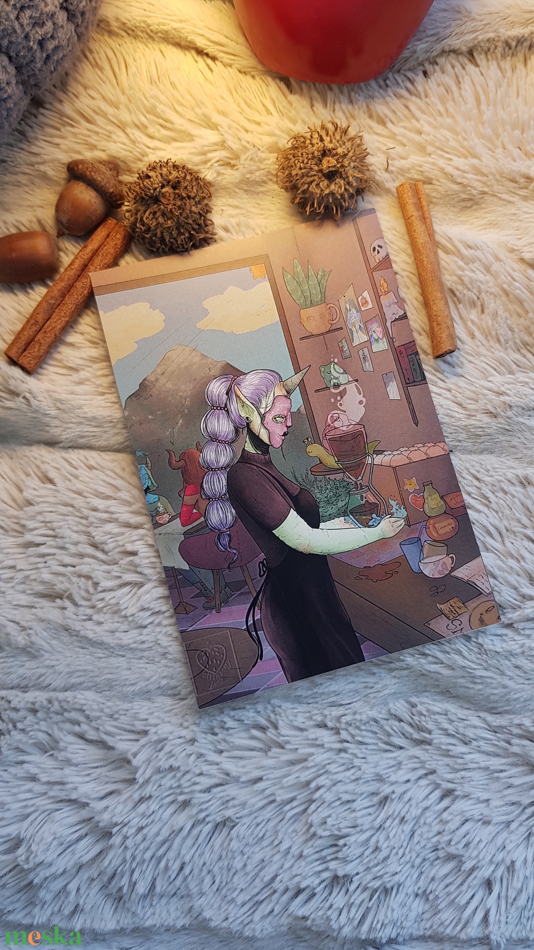 Szörny kávézó - képeslap - művészet - grafika & illusztráció - digitális - Meska.hu
