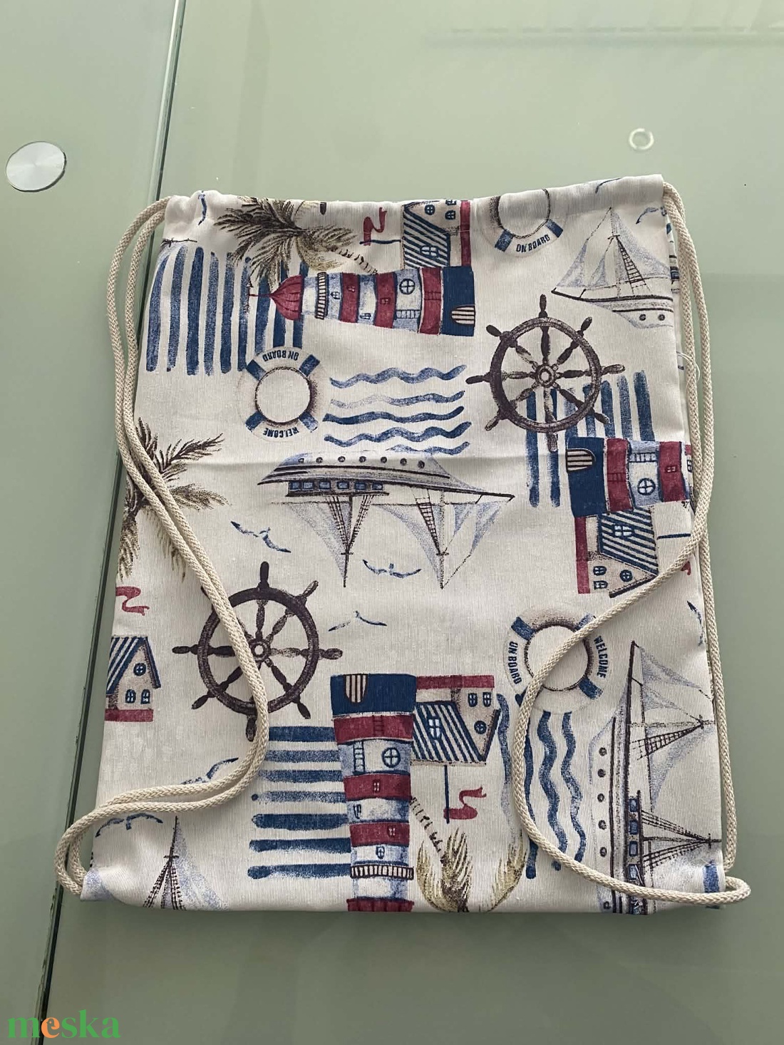 Loneta zsinóros szövet hátizsák - táska & tok - hátizsák - tornazsák, gymbag - Meska.hu