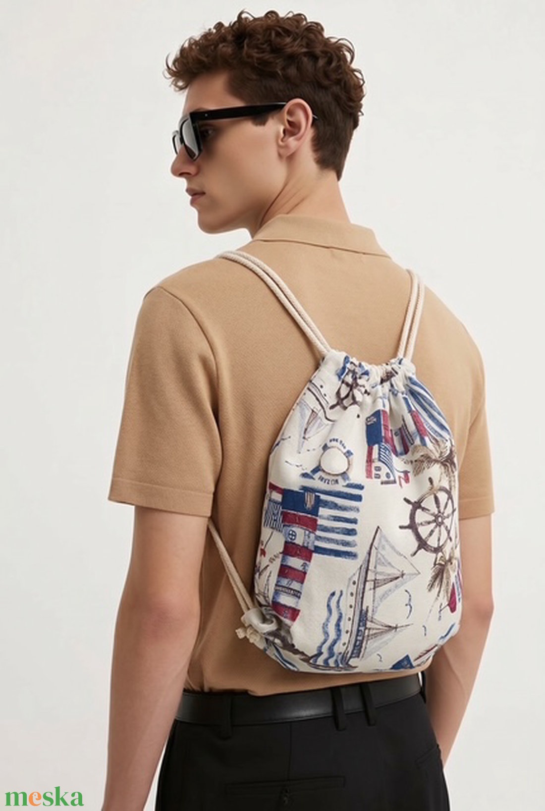 Loneta zsinóros szövet hátizsák - táska & tok - hátizsák - tornazsák, gymbag - Meska.hu