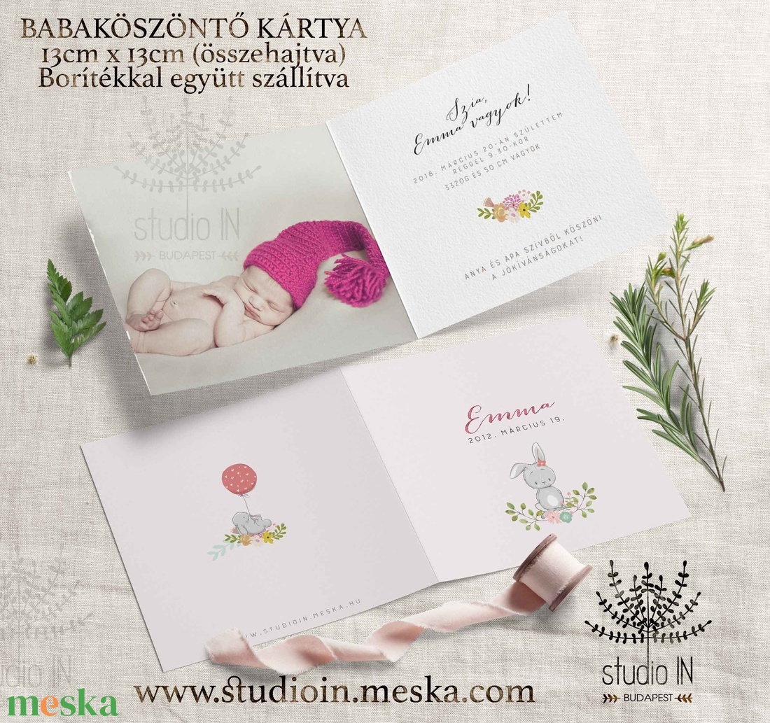 Babaköszöntő lap, Megérkeztem babafotó kártya, Bababejelentő kártya, Baba kártya - otthon & életmód - papír, írószer - Meska.hu