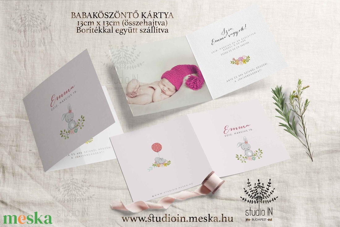 Babaköszöntő lap, Megérkeztem babafotó kártya, Bababejelentő kártya, Baba kártya - otthon & életmód - papír, írószer - Meska.hu