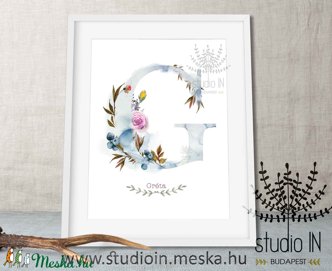 MONOGRAM FALIKÉP, Babaszoba dekoráció, -G- betű - otthon & életmód - babaszoba, gyerekszoba - babaszoba kép - Meska.hu