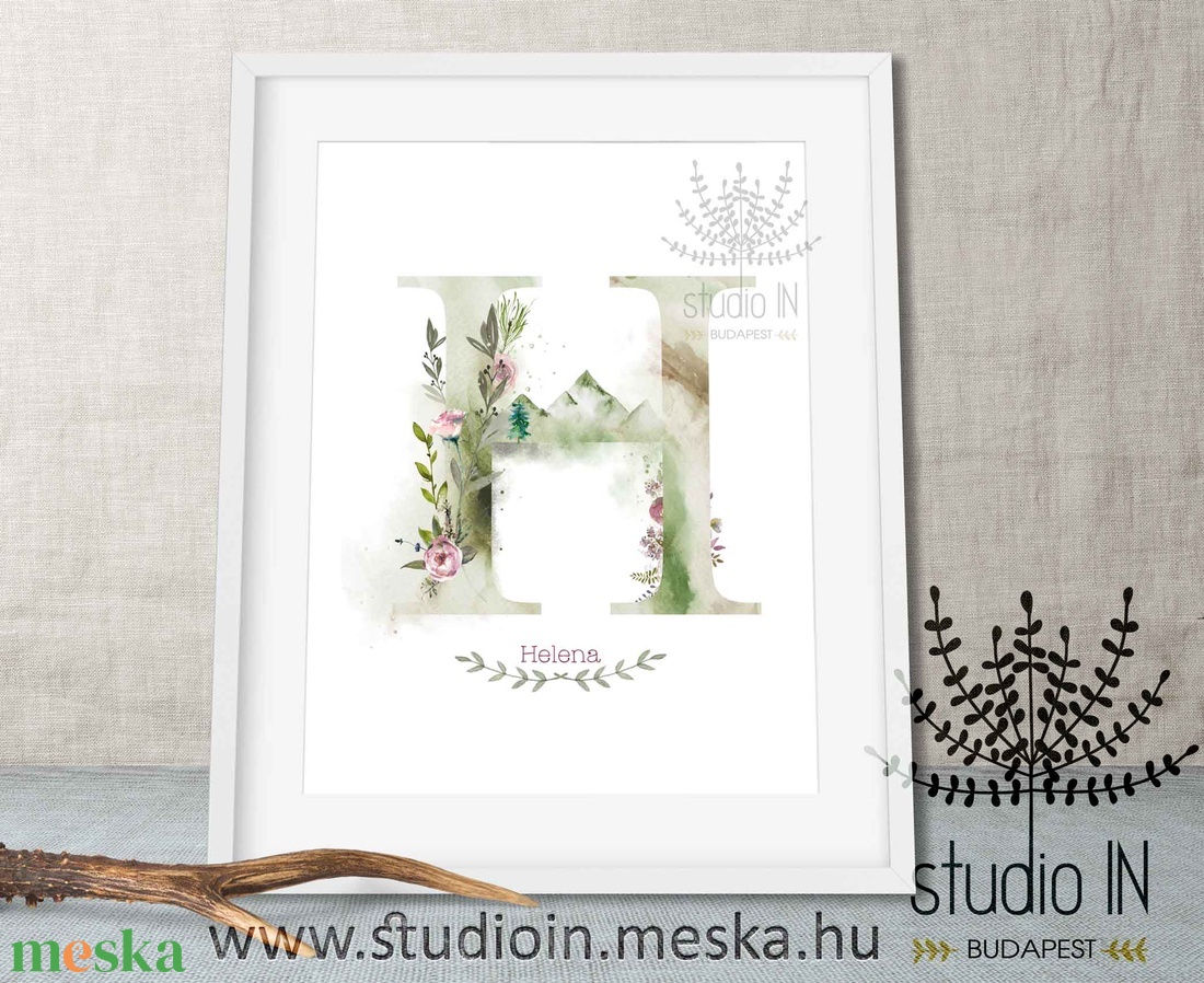 MONOGRAM FALIKÉP, Babaszoba dekoráció, -H- betű - otthon & életmód - babaszoba, gyerekszoba - babaszoba kép - Meska.hu