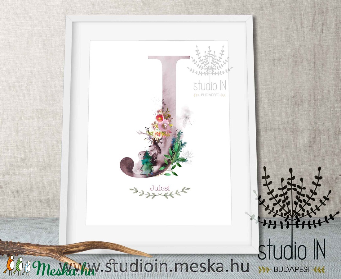 MONOGRAM FALIKÉP, Babaszoba dekoráció, -J- betű -  - Meska.hu